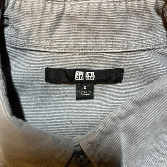 Uniqlo Slim Fit Corduroy Button Up Oxford Shirt Men's S Gray Casual - Picture 5 of 7